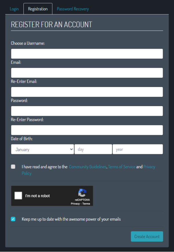 VRC account register